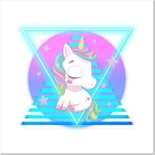 Retro Dreamy Star Unicorn Posters and Art